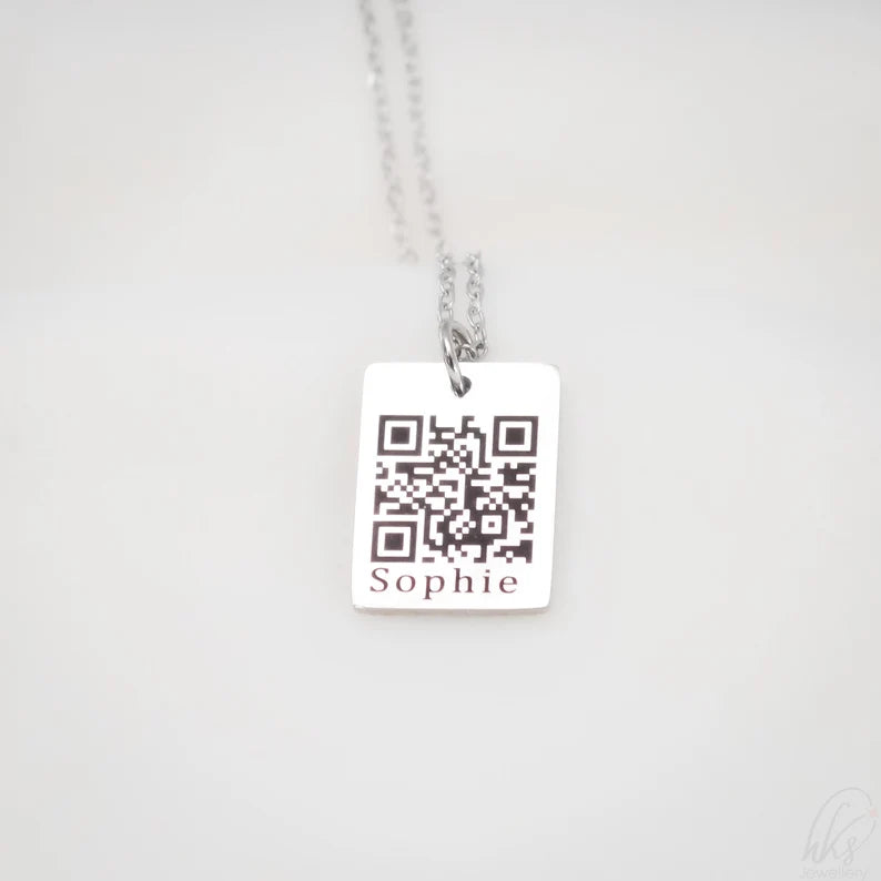 Custom QR Code Necklace - Personalized Silver Pendant - Handcrafted Tech-Inspired Jewelry Gift