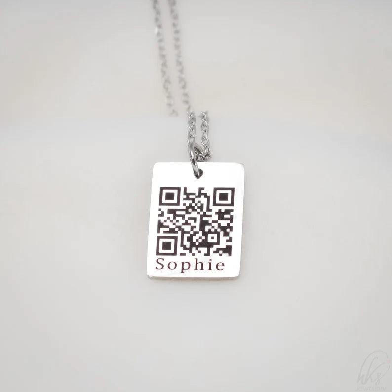 Custom QR Code Necklace - Personalized Silver Pendant - Handcrafted Tech-Inspired Jewelry Gift