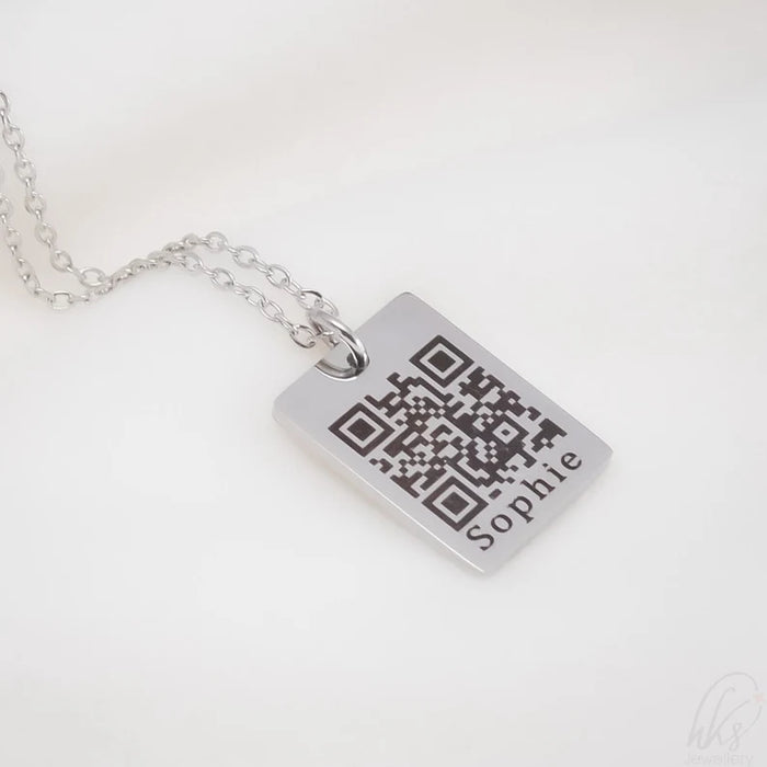 Custom QR Code Necklace - Personalized Silver Pendant - Handcrafted Tech-Inspired Jewelry Gift