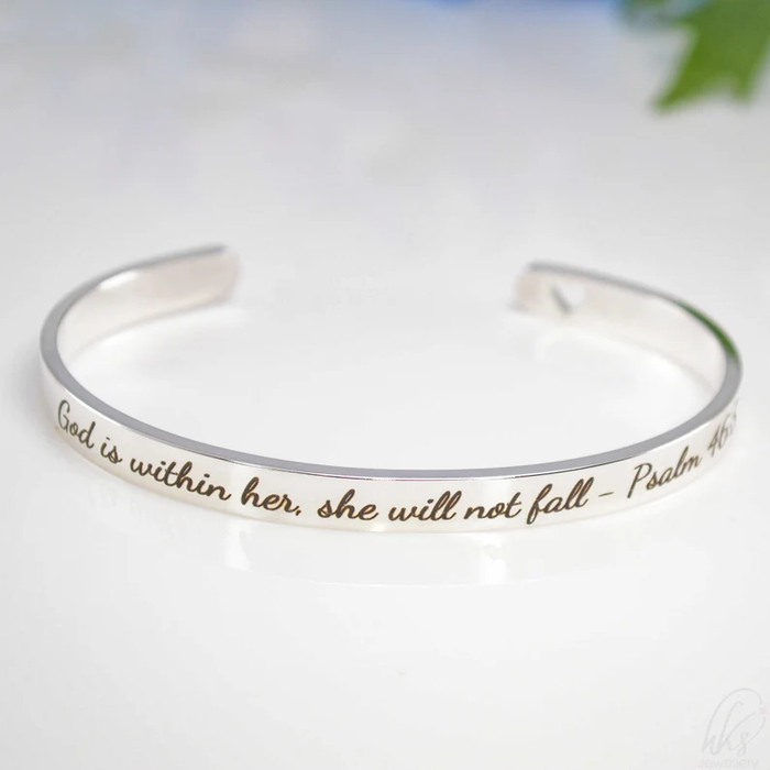 Christian Cuff Bracelet, Psalms Bracelet, Silver Bracelet, Bible Verse Cuff, Mothers Day Gifts, Christmas Gifts, Personalised Gifts for Her