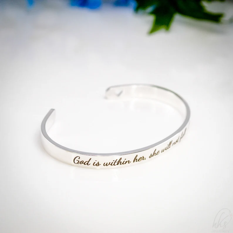 Christian Cuff Bracelet, Psalms Bracelet, Silver Bracelet, Bible Verse Cuff, Mothers Day Gifts, Christmas Gifts, Personalised Gifts for Her