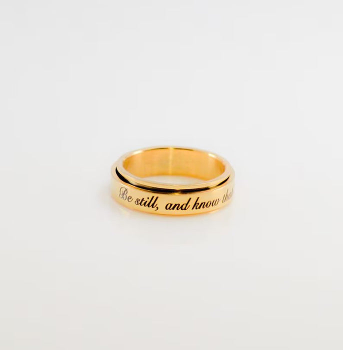 Spinner Ring, Fidget Ring, Gold Anxiety Ring, Statement Ring, Spinner Band Ring, Gift for her, Be Still Psalm, Be Calm Ring, Stress relief