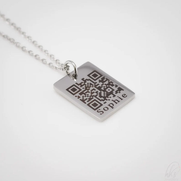 Custom QR Code Necklace - Personalized Silver Pendant - Handcrafted Tech-Inspired Jewelry Gift