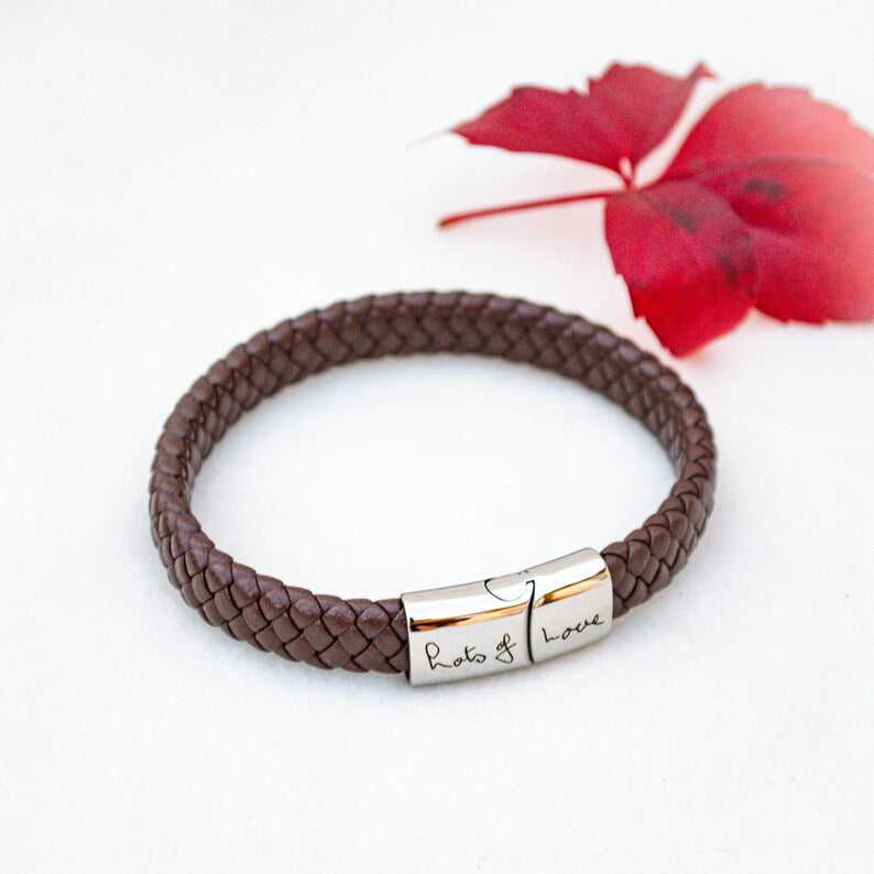 Personalized Handwriting Leather Cuff