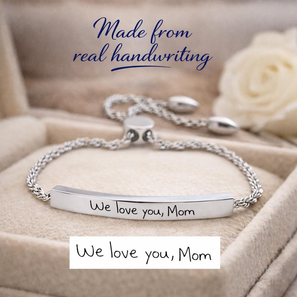 Memorial Handwriting Bracelet, Actual Handwriting Jewellery, Sympathy Gift, Custom Message Bracelet