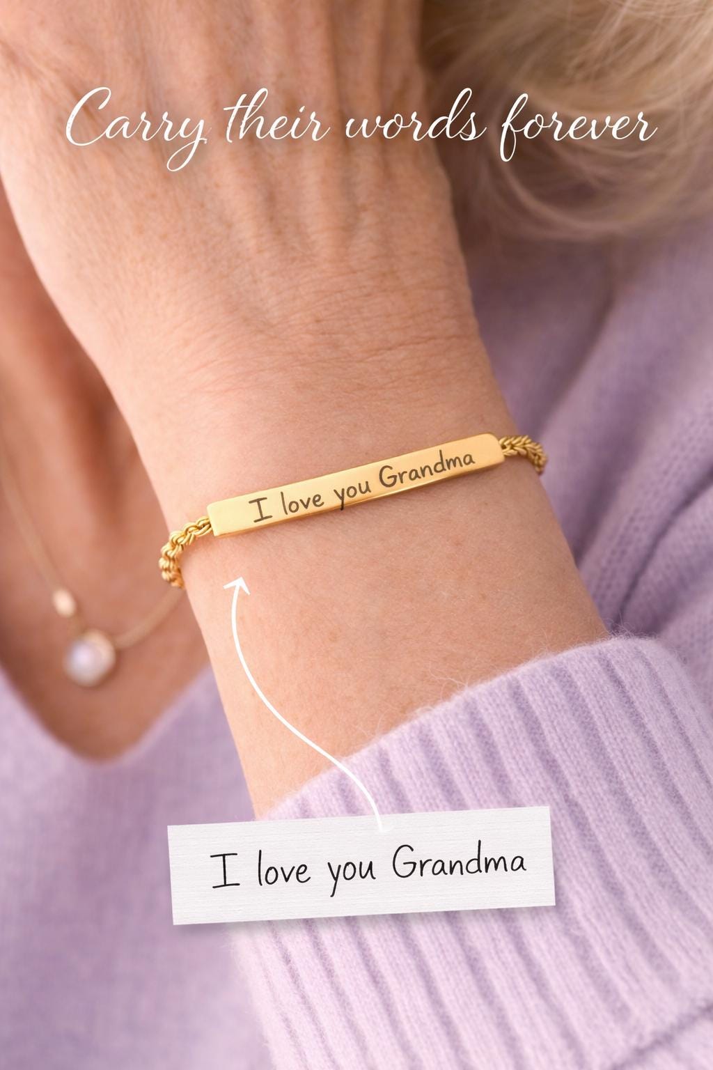 Memorial Handwriting Bracelet, Actual Handwriting Jewellery, Sympathy Gift, Custom Message Bracelet