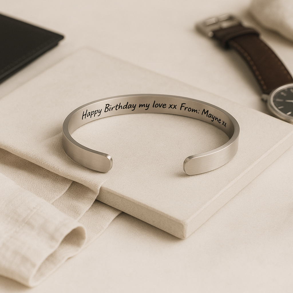 Men Steel Cuff Bracelet Personalised