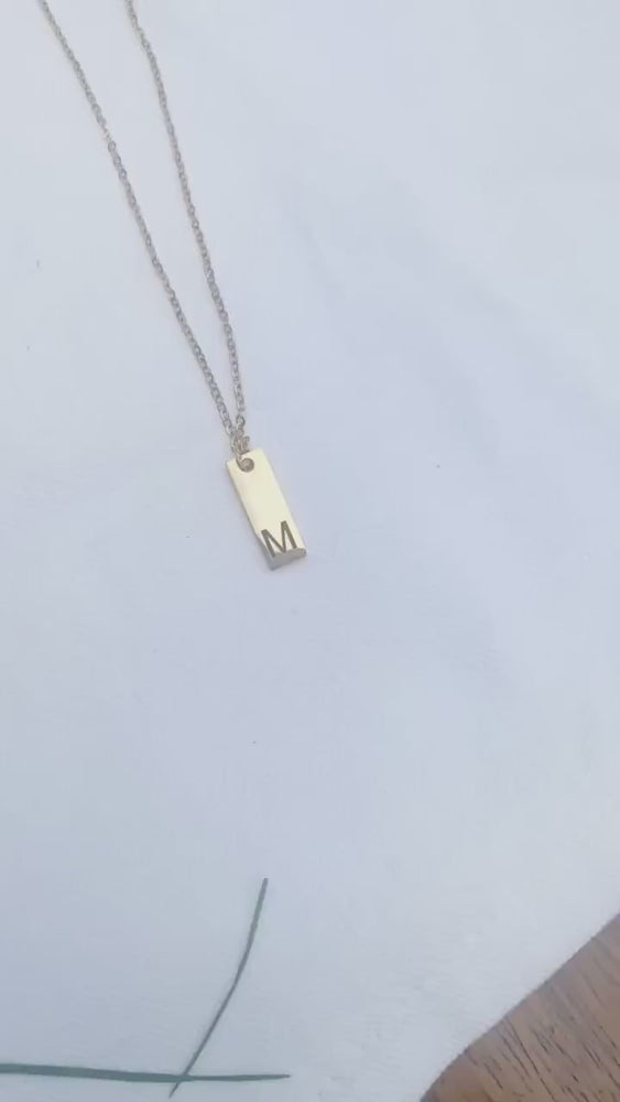 Engraved Bar Initial Necklace | Monogram Jewelry