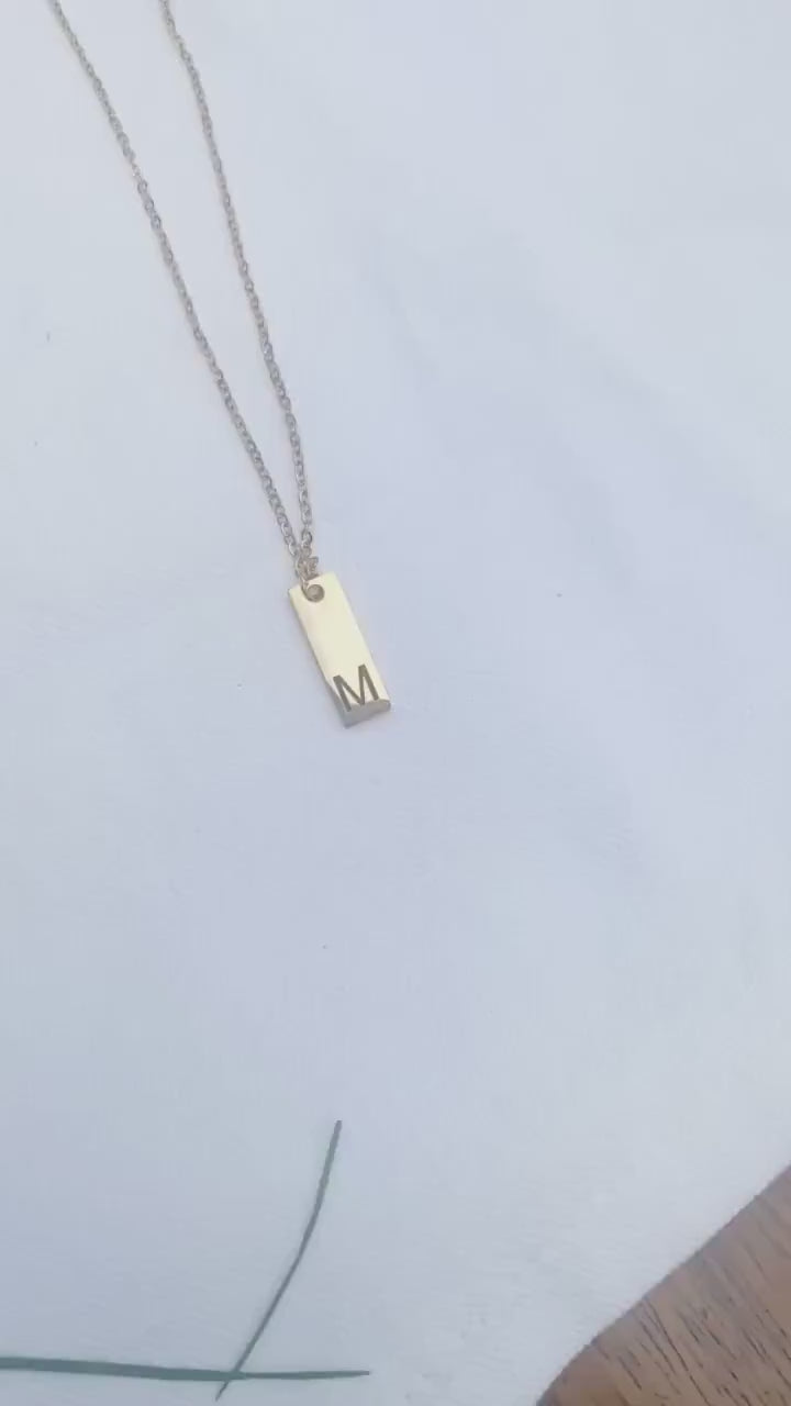 Engraved Bar Initial Necklace | Monogram Jewelry