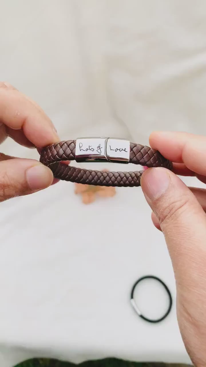 Personalized Handwriting Leather Cuff