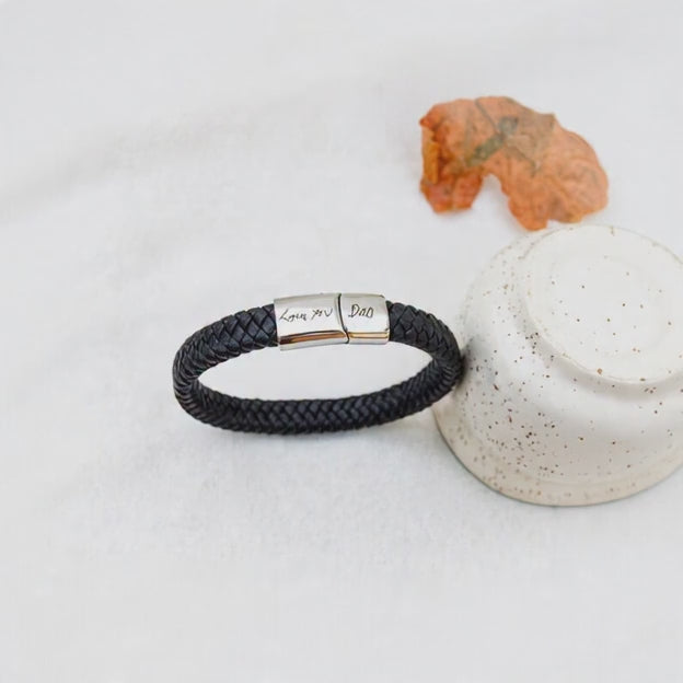 Men’s Leather Initials Bracelet