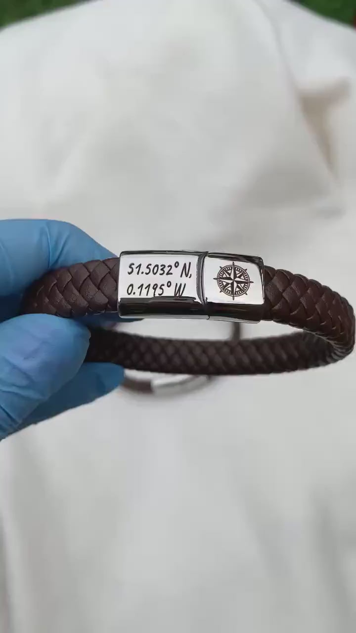 Men’s Leather Initials Bracelet
