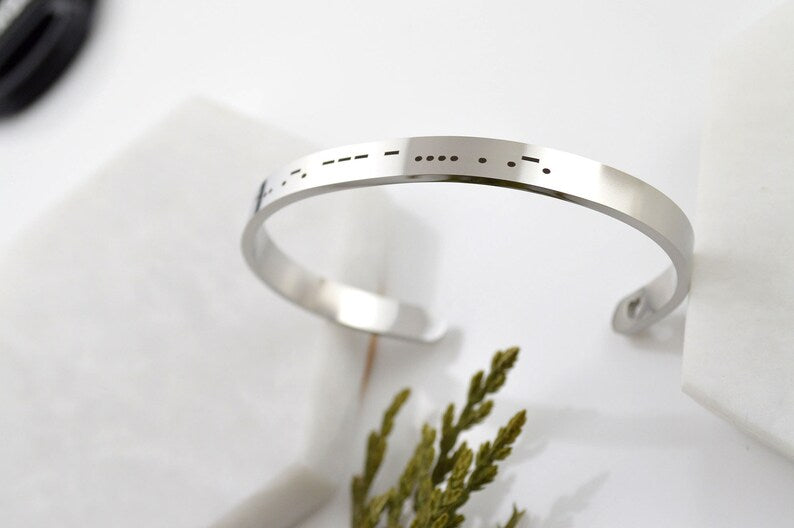 Morse Code Cuff Bracelet, Stainless Steel Personalised Jewelry, Best Friend Cuff, Secret Message Jewellery, No Tarnish Cuff Bracelet