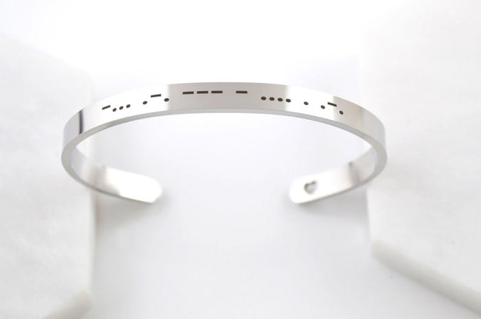 Morse Code Cuff Bracelet, Stainless Steel Personalised Jewelry, Best Friend Cuff, Secret Message Jewellery, No Tarnish Cuff Bracelet