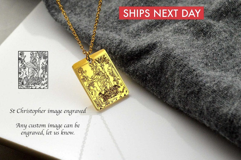 Buy Engraved Saint Christopher Necklace. Personalised Gift for Man, Woman,  Boy or Girl Online in India - Etsy