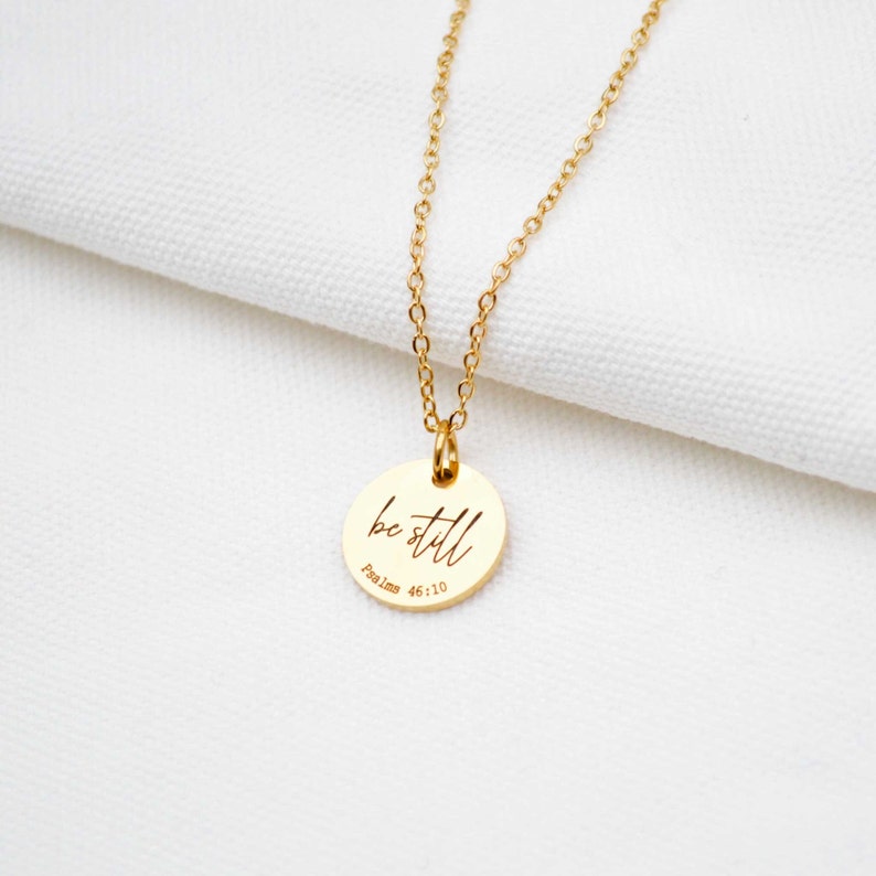 Be Still Necklace, Christian Gifts, Psalms Necklace, Religious Jewellery, Necklaces for Her, Bible Verse Jewelry, Personalised Gold Necklace