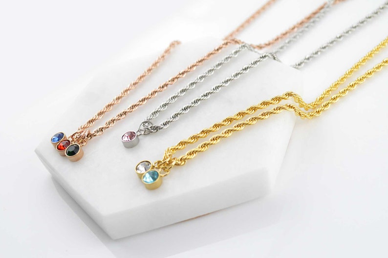 Personalised Birthstone Necklace, Stainless Steel Personalized Jewelry, Charm Necklace, Gold Necklace for women, Birthday Gifts for Her