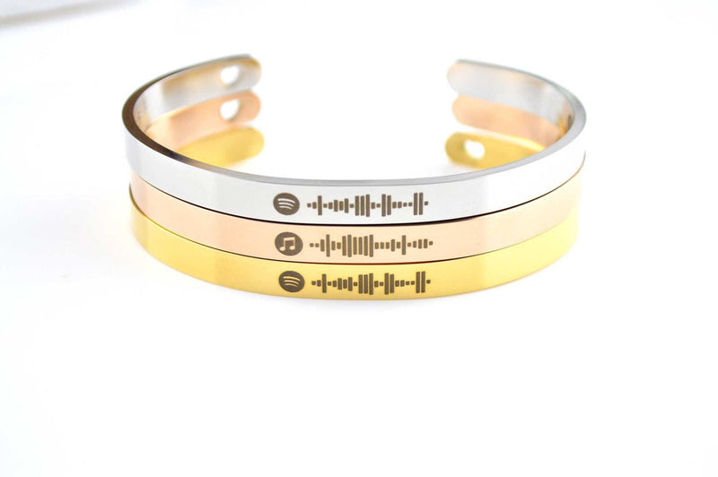 Spotify Code Scan Music Bracelet, Personalized Bracelet, Cuff for Favourite Album Artist, Gifts for Her and Him, Playlist Song Gifts