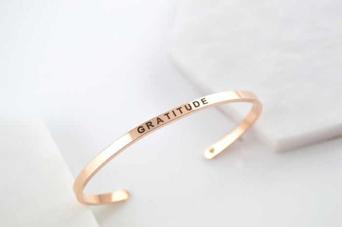 Gratitude Bracelet, Cuff Bracelet, Bracelets for Women, Engraved Bracelet, Uplifting Bracelet, Personalized Bracelet, Minimalist Bracelet