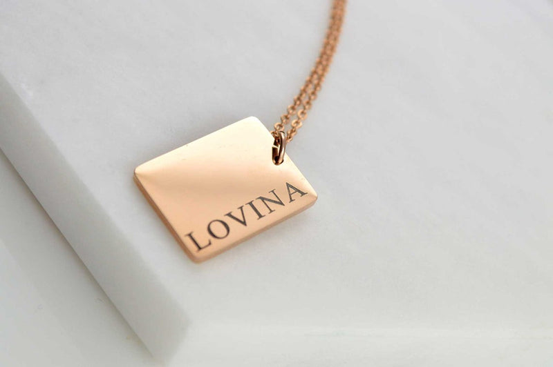 Engraved Name Necklace, Custom Bar Necklace, Personalized Gifts, Stainless Steel Hypoallergenic, Custom Name Necklace, Necklaces for women