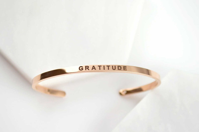 Gratitude Bracelet, Cuff Bracelet, Bracelets for Women, Engraved Bracelet, Uplifting Bracelet, Personalized Bracelet, Minimalist Bracelet