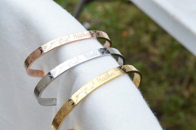 925 Sterling silver Bracelets for Women Customize Engrave Name Bar Bra