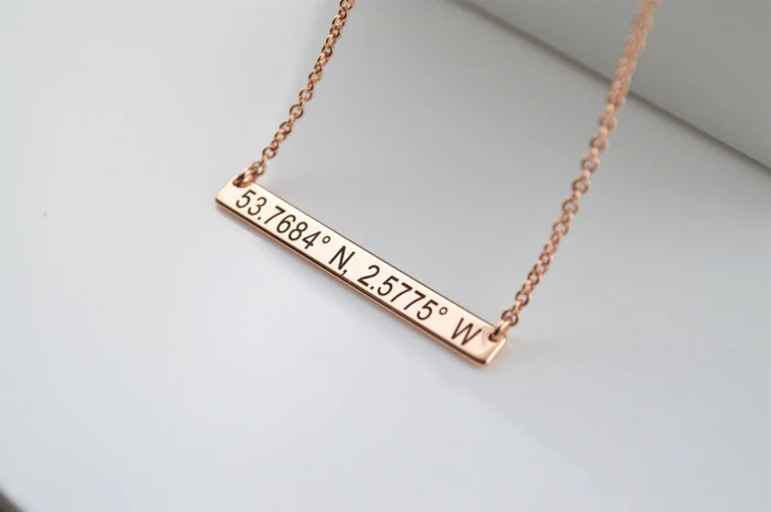 Name Initials Bar Necklace, Personalized Jewelry, Rose Gold Jewelry, Name Necklace, Engraved Necklace, Christmas Gift, Birthday Gift for her