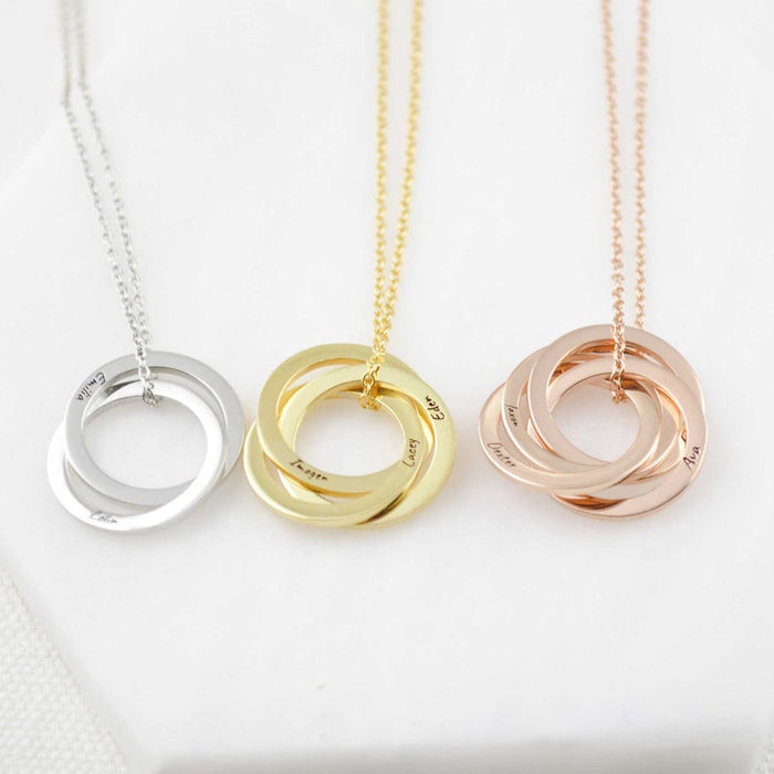 Sterling Silver Interlocking Rings Necklace
