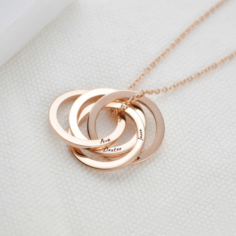 Solid Sterling Silver Interlocking Circle Necklace