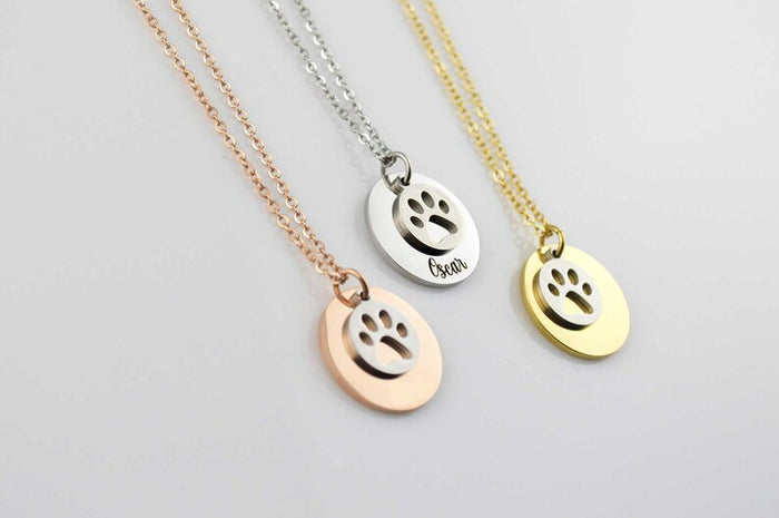 Paw print Necklace, Personalised dog necklace, Pet Necklace, Cat Necklace, Disc Necklace, Memorial Jewelry, Dog Mum Necklace, Personalized